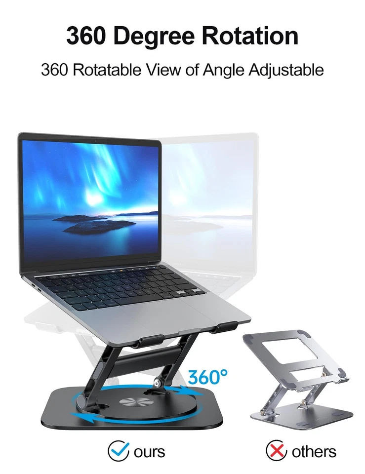 Soporte para Laptop, Soporte para Computadora Estable Diseño H, Elevador Ergonómico para Laptop con 360... Foto 2 de 4