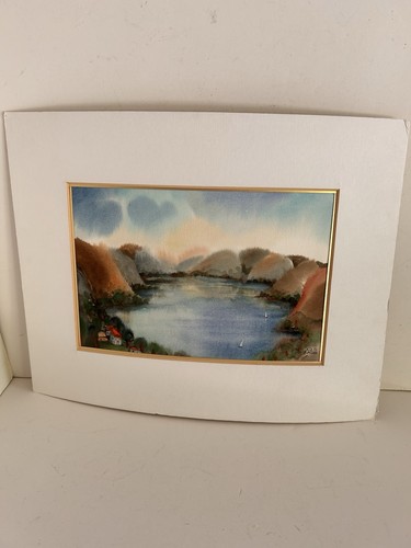 Kagan Watercolor Painting Lake View Israeli Artist 11” X 7”.25 - Picture 2 of 8