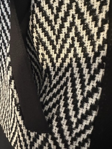 NWT Ann Taylor Black And White herringbone pattern Moto Jacket Size 10 - Picture 7 of 14
