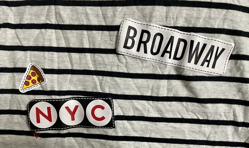 Justice Brand Girls Size 8 Black & Grey Striped New York City NYC Broadway Tee - Image 3 of 4