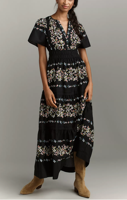 chinese dress ladies Anthropologie Floral Printed Maxi Dress