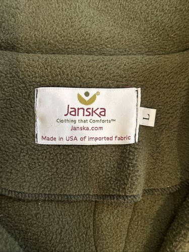 Janska Polartec Womens Large Green Fleece Jacket Pockets Three Button Coat - Picture 3 of 5