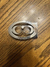 Silver Toned Coach Double C Logo Belt Buckle