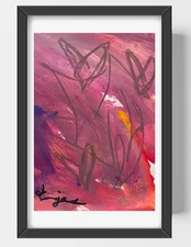 GUAJARDO Original Contemporary Expressionism Hearts 9X6 Paper Signed Art