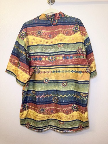 VTG The Territory Ahead Button Shirt XL Hawaiian Geometric Camp Aztec Cotton - Picture 2 of 11