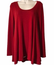 KAREN KANE TUNIC TOP LONG SLEEVE RED WOMEN'S SIZE MEDIUM M NWT
