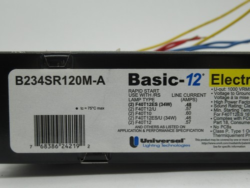 Universal B234SR120M-A Ballast 120V 60Hz *Shelf Wear* NOP - Picture 6 of 6