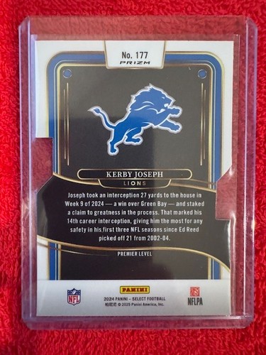 2024 Panini Select Premier Silver Prizm Die Cut Kerby Joseph #177 - Picture 2 of 2