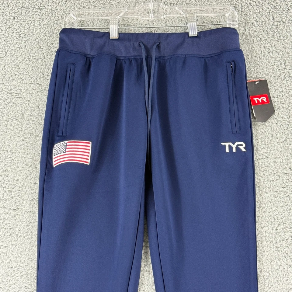 Pantalones de chándal TYR Alliance Podium para mujer pequeños azules con cordón elástico gimnasio Foto 2 de 4