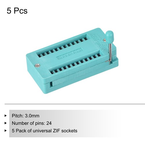 Universal IC Test ZIF Socket 24 Pin 3.0mm Pitch for Microcontroller, Chip 5 Pack - Bild 3 von 7