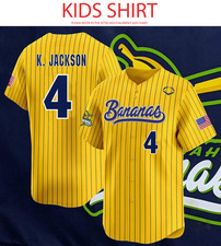 NEW Savannah Bananas 4 KJ Jackson Baseball Jersey Kid Shirt Youth Size K05