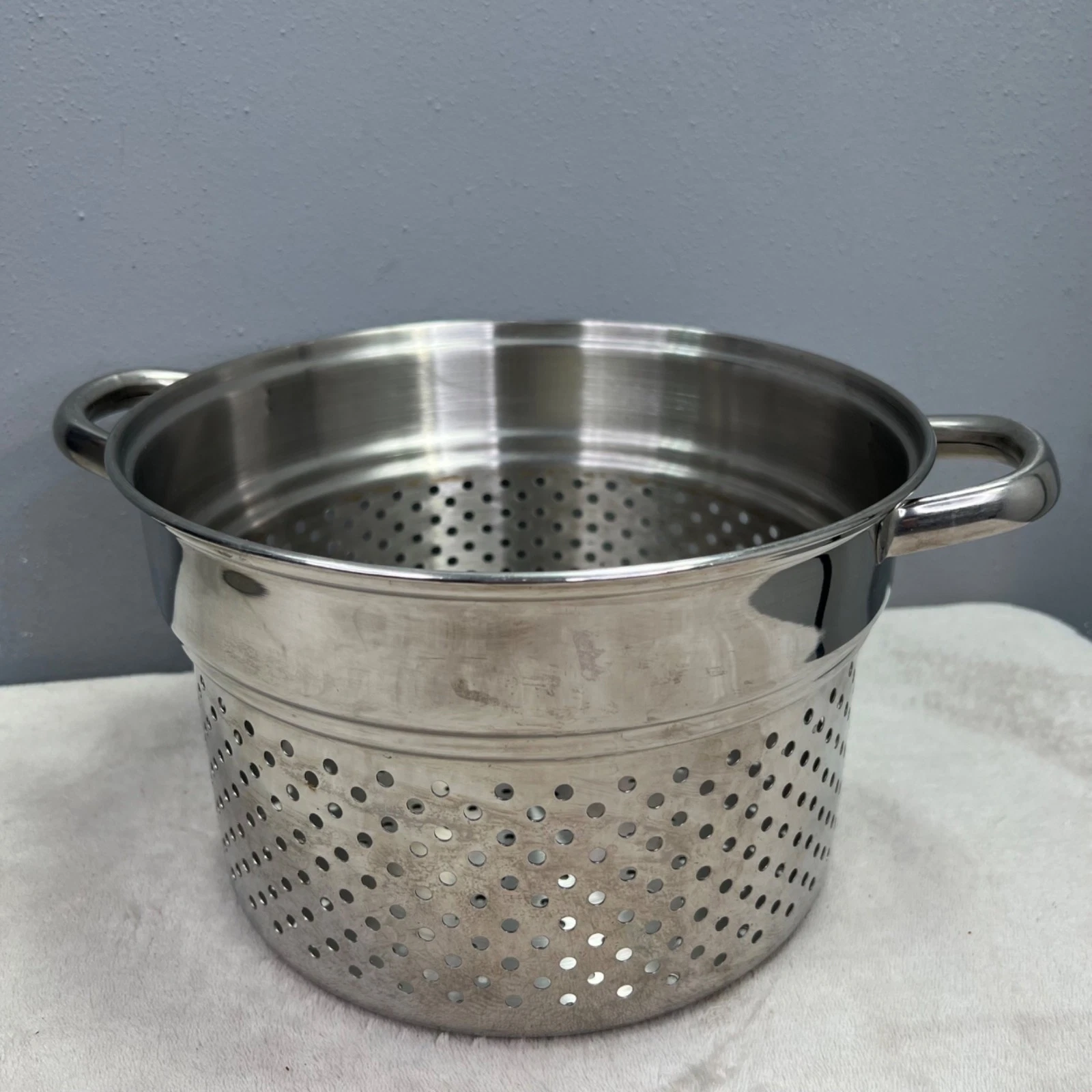 Steamer Pasta Insert Pot Stainless Steel Double Handles Stockpot Colander