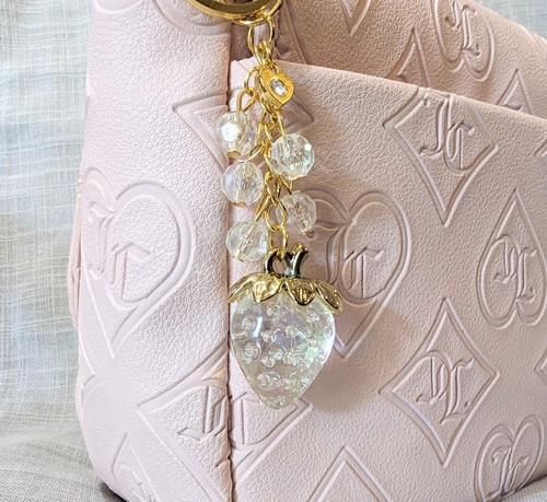 FRESA FRUTA ORO LLAVERO TRANSPARENTE IRIDISCENTE CUENTAS BOLSO ENCANTO MONEDERO ENCANTO - Imagen 7 de 8