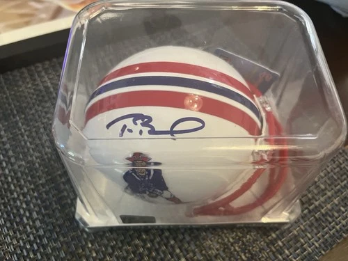 Tom Brady Signed Mini Helmet New England Patriots Throwback Mounted Memories Aut
