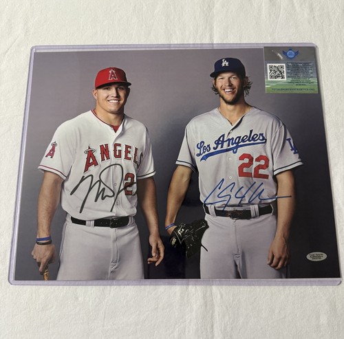 Clayton Kershaw & Mike Trout Los Angeles & Dodgers Signed Auto 11x14 TSA COA - Picture 4 of 5