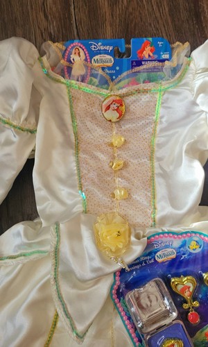 VINTAGE Y2K Kids Sz 3/4 Disney BRIDE DRESS Costume The Little Mermaid NOS - Picture 2 of 5