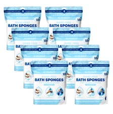 Scrubzz Rinse-Free Bath Sponges 8 Pack (200 Sheets) Unscented – No Rinse Wipes