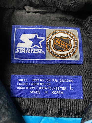 Vintage Starter San Jose Sharks Jacket Mens Large 1/2 Zip NHL Puffer 90s - Picture 8 of 11