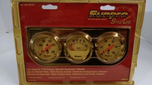 Sunpro CP8208 Triple Guage Kit 2" Water / Oil Temperature Pressure Voltmeter - Bild 3 von 8