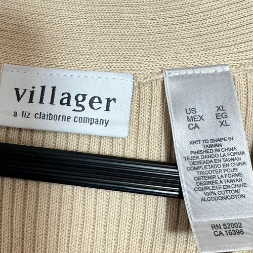 Top nuovo con etichette Villager XL maglia a costine scollo a V muffin beige morbido retrò Y2K Sport - Foto 4 di 9