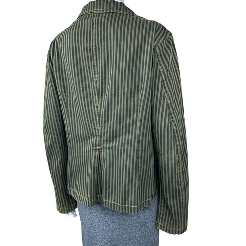 Vintage Serious Clothing Stripe Blazer LARGE Pinstripe Jacket Punk Goth Y2K - Picture 14 of 19