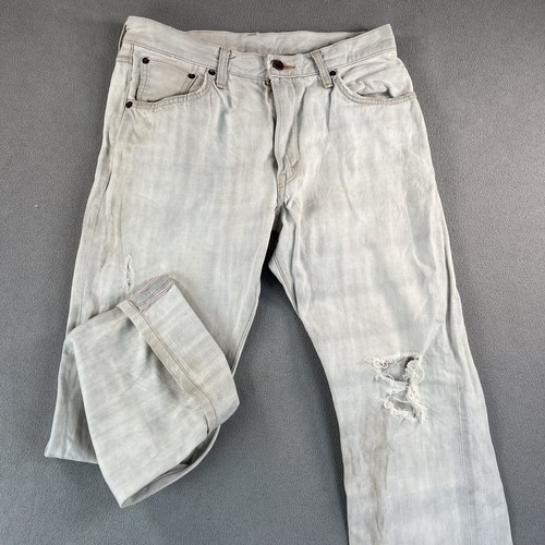 Pantalones de mezclilla Edwin para hombre 31x28 ribete desgastado aplastado destruido etiquetas lecturas 31x34 S1 - Imagen 3 de 20