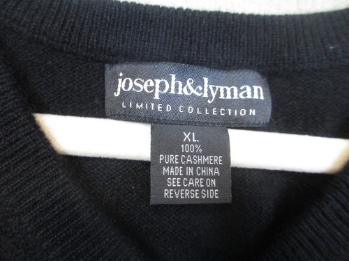 Joseph & Lyman 100% Pure Cashmere Black Sweater Vest Men's XL Quiet Luxury - Picture 3 of 5