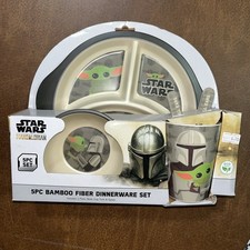 Disney Star Wars MANDALORIAN 5Pc Bamboo Fiber Dinnerware Set NEW Grogu Mando