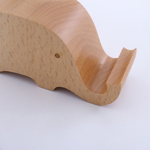 Wooden Elephant Shape Phone Holder Decorative Desktop Cell Phone Stand Portable - 第 11/12 張圖片