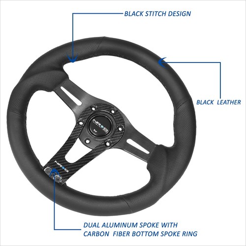NRG Innovations RST-002RCF 320mm 6-Bolt Carbon Fiber Steering Wheel w/Button - Picture 3 of 6
