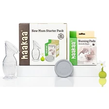Haakaa New Mum Starter Pack 4 Piece Breast Pump Set with Disposable Pads