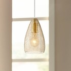 Portico Gold Mini Hanging Pendant 5" Wide Modern Amber Crackle Glass Shade