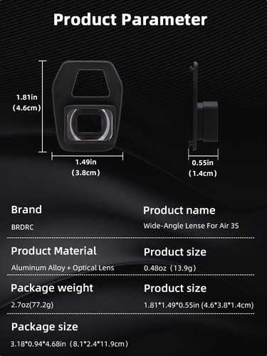 Drone Filter 110° Wide Angle Filter Photography Accessories For DJI AIR 3S - Picture 10 of 11