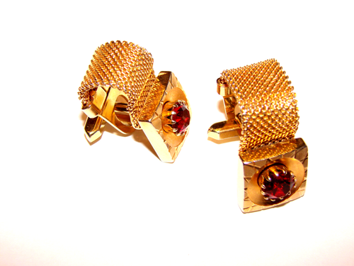 UNISEX Manschettenknöpfe 70 er Jahre Rechteckform Gold 16 mm x 16 mm hochwertig - Bild 7 von 7