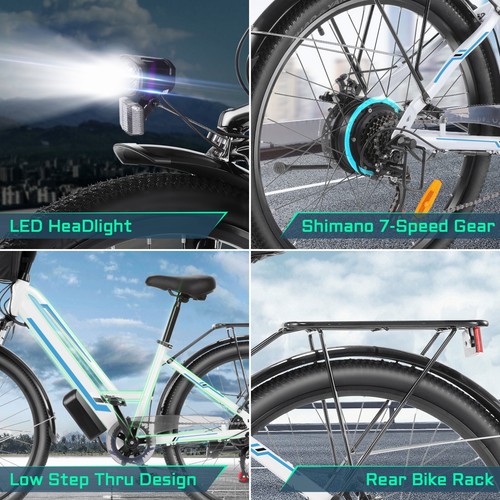 Electric Bike 26in City Commuting Bicycle 500W 48V Cruiser Beach Ebikes 7-Speed⚡ - Picture 11 of 11
