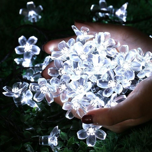 Outdoor Solar Flower String Lights 50LED Fairy Light Christmas Garden Decoration - Picture 30 of 57