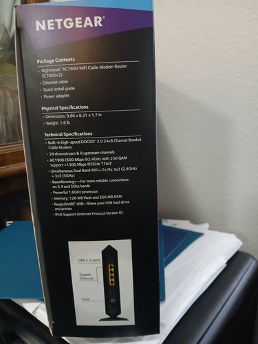NETGEAR AC1900 Kabel WiFi Modem Router Combo (C7000) 24x8 kanałowe wiązanie - Zdjęcie 3 z 8