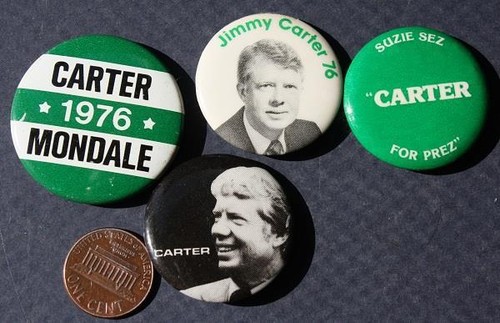 1976 Houston Texas Jimmy Carter for President 4 Pin Set 2 mit Fotos & Mondale-