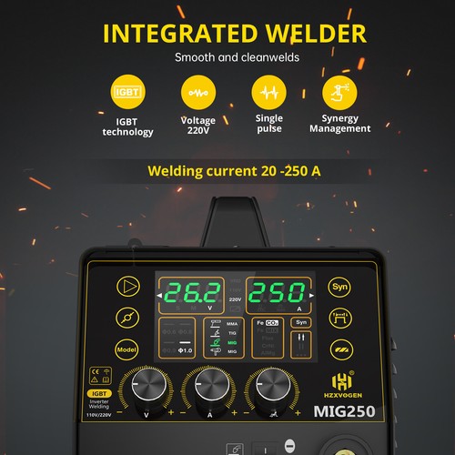 6in1 Flux Core MIG Welder with TIG Torch 250A TIG Stick Gas Spot Wire Drawing - Picture 11 of 21