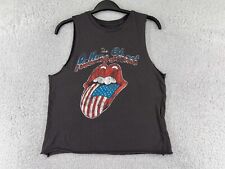 Rolling Stones Shirt Womens Medium Gray United States Flag Tongue Logo Crop Tank