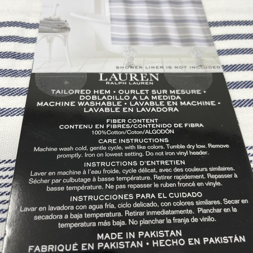 Ralph Lauren Nautical Blue Shower Curtain Blue White Striped 100% Cotton 70X72 - Picture 5 of 5