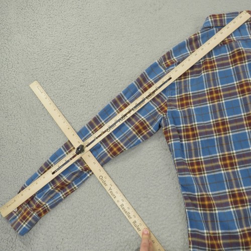 Gustin Shirt Mens Large Blue Shadow Plaid Buffalo Check Cotton Flannel Button Up - Picture 11 of 14