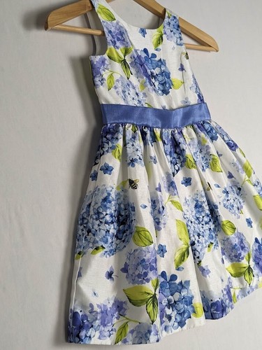 Gymboree Mädchen Gr. 4 gefüttert ärmellos Blumenmuster KLEID periwinkle Blüten - Bild 10 von 16