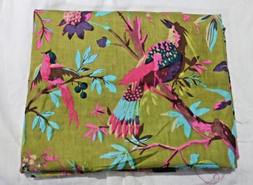 Tela estampada de pájaros verde oscuro tela estampada india telas 100 % algodón por yardas - Imagen 6 de 6