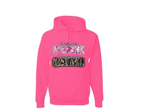 Pretty in Pink Dangerous In Camo Hoodie SIZE SM To 3XL THE BEST - Picture 5 of 10
