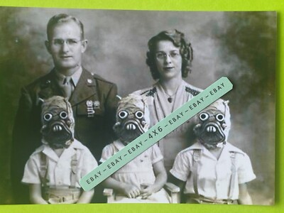 Found 4X6 Odd Strange Old Photo of Three Big Eye Big Teeth Children 