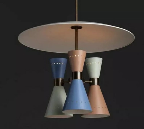 3Light Ceiling Fixture Pendant Light Mid Century Modern Brass Sputnik chandelier - Picture 2 of 9