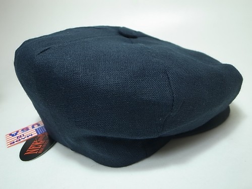 New York Hat Co Linen Newsboy Cap Navy size XL Made in USA - Picture 3 of 5
