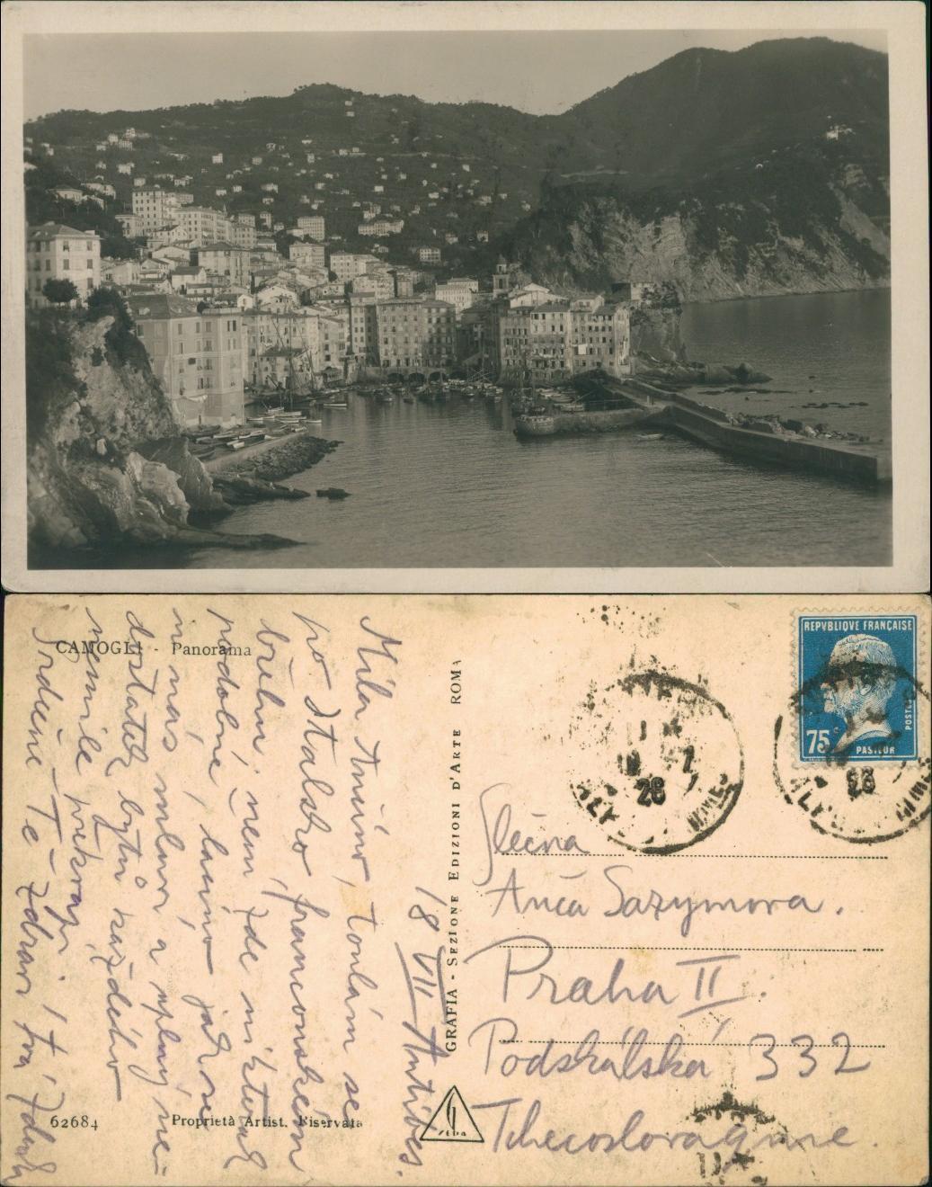 Cartoline Camogli Panorama Puerto y Costa 1926