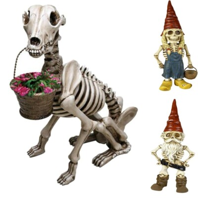 Creative Skull Gnome Statue Garden Resin Dwarf Sculptures Funny Decor Patio Creative Skull Gnome Statue Garden Resin Dwarf Sculptures Funny Decor Patio